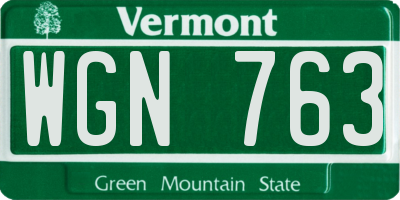 VT license plate WGN763