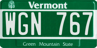 VT license plate WGN767