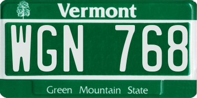 VT license plate WGN768