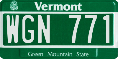 VT license plate WGN771