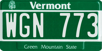 VT license plate WGN773