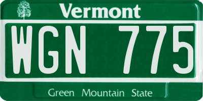 VT license plate WGN775