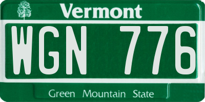VT license plate WGN776