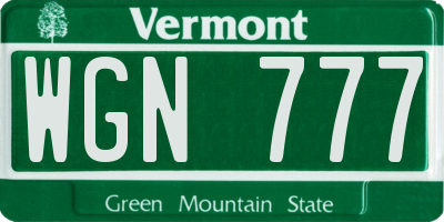 VT license plate WGN777