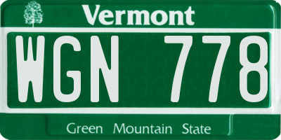 VT license plate WGN778
