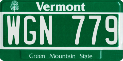 VT license plate WGN779