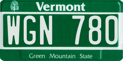 VT license plate WGN780