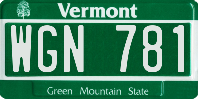 VT license plate WGN781