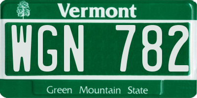 VT license plate WGN782