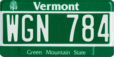 VT license plate WGN784