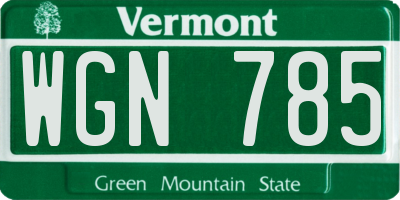 VT license plate WGN785
