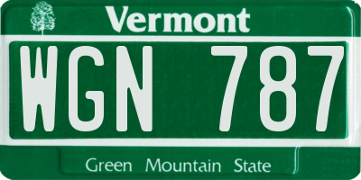 VT license plate WGN787
