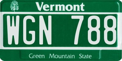 VT license plate WGN788