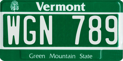 VT license plate WGN789