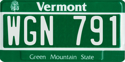 VT license plate WGN791