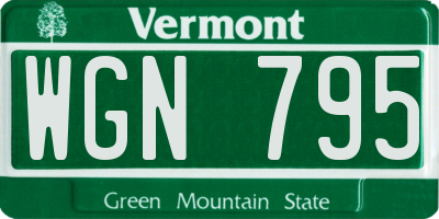 VT license plate WGN795