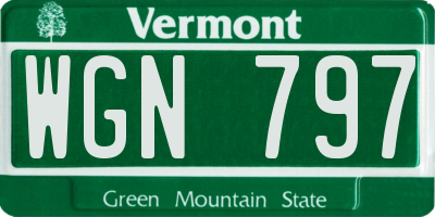 VT license plate WGN797