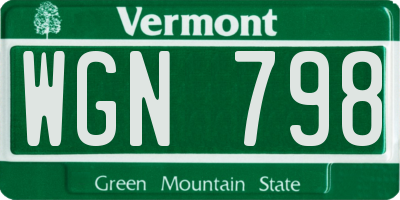 VT license plate WGN798