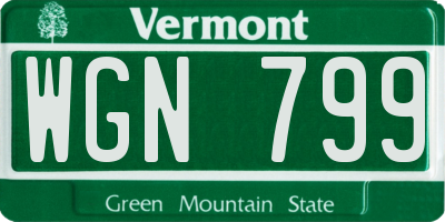 VT license plate WGN799