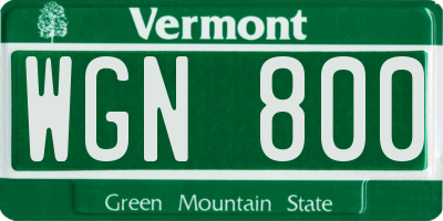 VT license plate WGN800