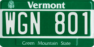 VT license plate WGN801