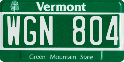 VT license plate WGN804