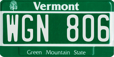 VT license plate WGN806
