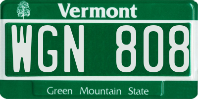 VT license plate WGN808