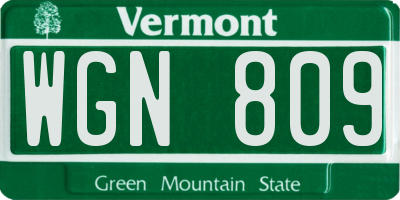 VT license plate WGN809