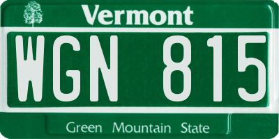 VT license plate WGN815
