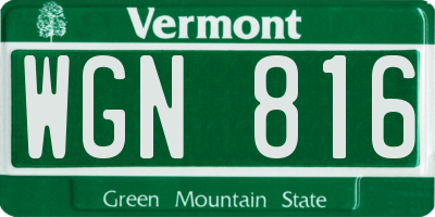 VT license plate WGN816