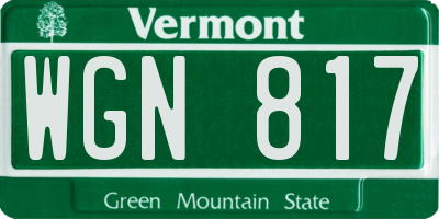 VT license plate WGN817