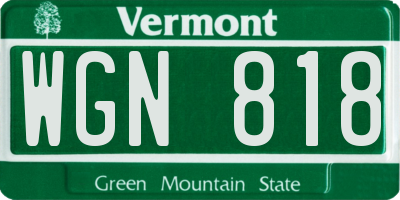 VT license plate WGN818
