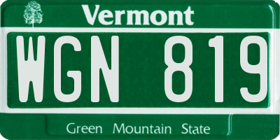 VT license plate WGN819