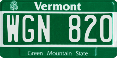 VT license plate WGN820