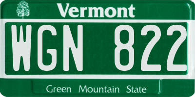 VT license plate WGN822