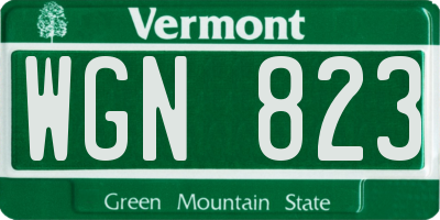 VT license plate WGN823