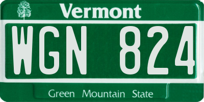 VT license plate WGN824
