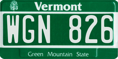 VT license plate WGN826