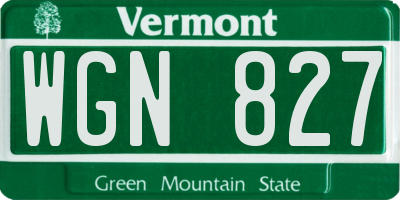 VT license plate WGN827