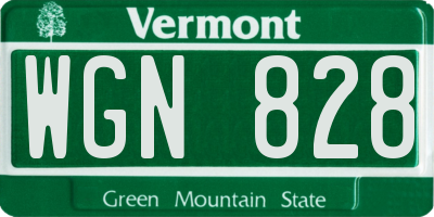 VT license plate WGN828