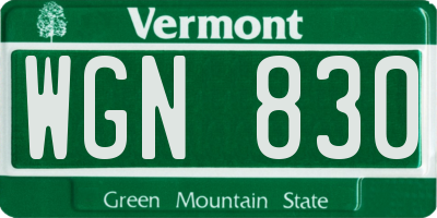 VT license plate WGN830