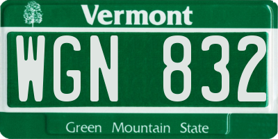 VT license plate WGN832