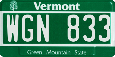 VT license plate WGN833
