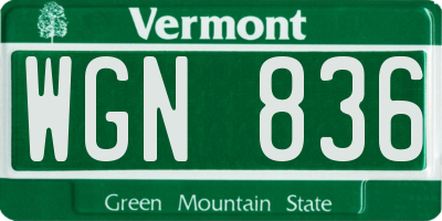 VT license plate WGN836