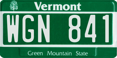 VT license plate WGN841