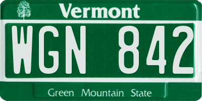 VT license plate WGN842