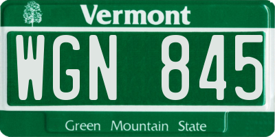 VT license plate WGN845