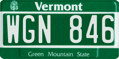VT license plate WGN846