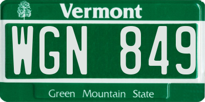VT license plate WGN849